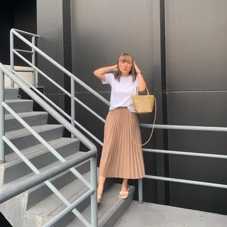 upeachme(A5678) Super Pleated Skirt [เอว24-40"] กระโปรงพลีทยาว กระโปรงอัดพลีทจีบแน่น กระโปรงพลีทผ้าหนาไม่โปร่งแสง