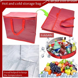 Hot and Cold Storage Bag Red กระเป๋าเก็บอุหภูมิ ร้อน/เย็น 3-4 ชม.หูหิ้วคู่