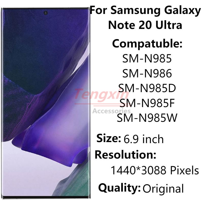อะไหล่หน้าจอสัมผัส LCD 6.9 นิ้ว ของแท้ 100% สําหรับ Samsung Galaxy Note 20 Ultra N985F SM-N985F