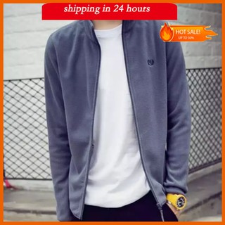 เสื้อแจ็คเก็ตผู้ชายแบบรูดซิบ /Mens Standing Collar Zipper Jacket