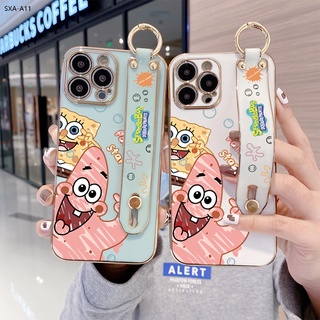 Compatible With Samsung Galaxy A11 A12 A21S A31 A32 A42 A51 A71 4G 5G เคสซัมซุง สำหรับ สายรัดข้อมือ Case SpongeBob เคส เคสโทรศัพท์ เคสมือถือ เคสนิ่ม