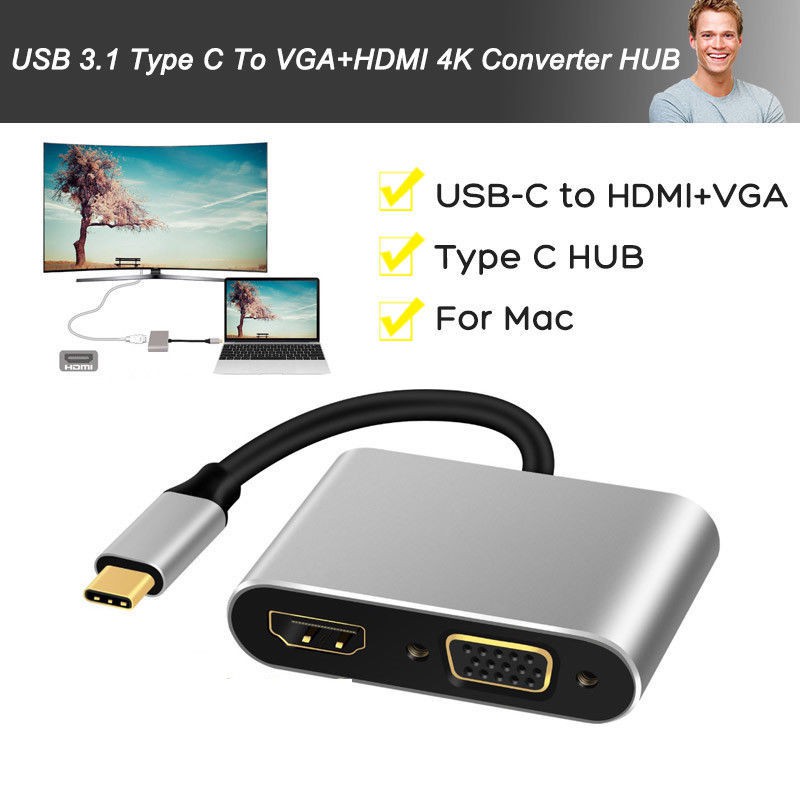 3in1 USB 3.1 Type C to HDMI+VGA Female Adapter #8