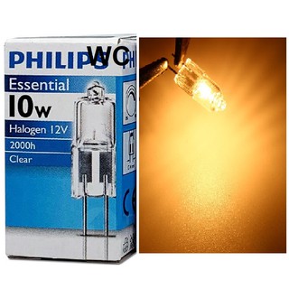 (2ชิ้น28)Philips หลอดขั้วเสียบ MR16 หลอดฮาโลเจน แบบ Capsule G4 12V 10W แสงส้ม Warm White 2700K