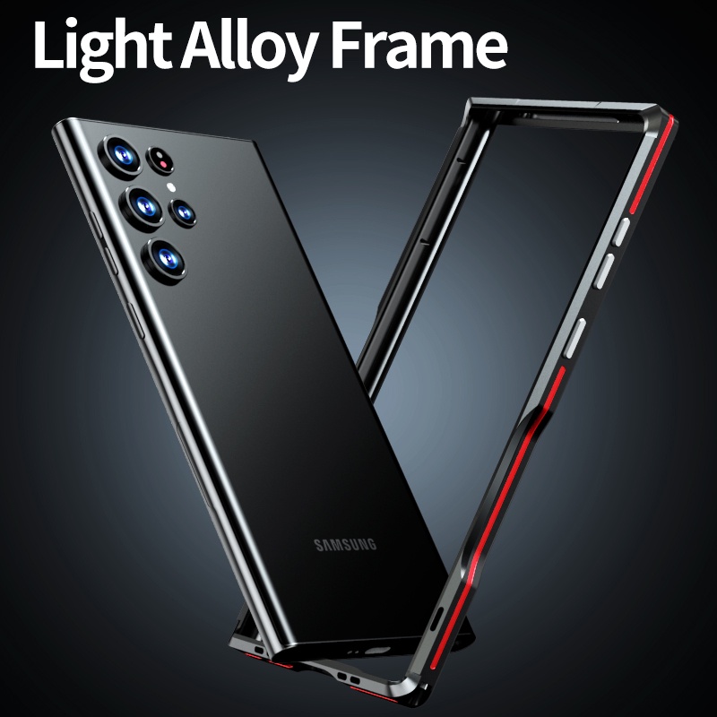 LUPHIE Original Casing Aluminum Metal Bumper Frame For Samsung Galaxy S24 S23 Ultra S21 Plus S22 Ultra S21+ Luxury Case Shockproof Armor irregularly Aluminum Cover