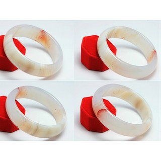 กำไลอาเกตขาว White Agate bangle ขนาดหน้ากว้าง 18 มม. วงใน 59 มม