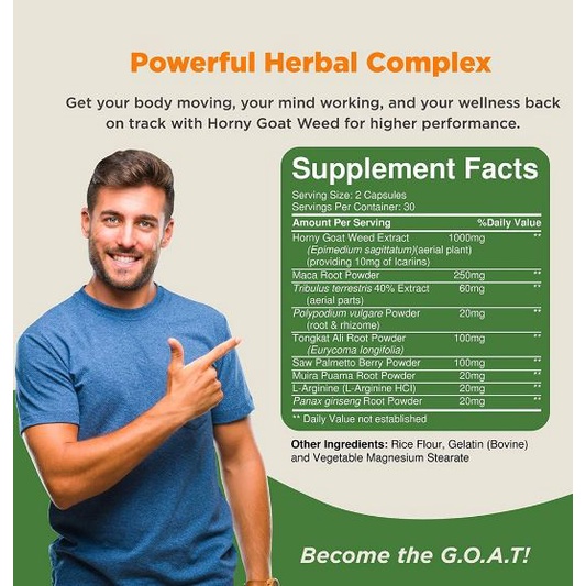 เพิ่มสมรรถภาพท่านชาย Natures Craft® Horny Goat Weed Herbal Complex Extract for Men and Women 1000 mg 60 Capsules #2