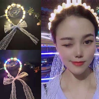 ที่คาดผมมุกใหญ่มีไฟ LED สวยงาม แฟชั่นสไตล์เกาหลี สินค้าพร้อมส่ง แฮนด์เมดลูกปัดมุกคาดศีรษะที่คาดผมกิ๊บอุปกรณ์ผม