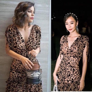 เดรสพิมพ์ลายเสือ Tiger Sexy Dress คอวี ชายไม่เท่ากัน