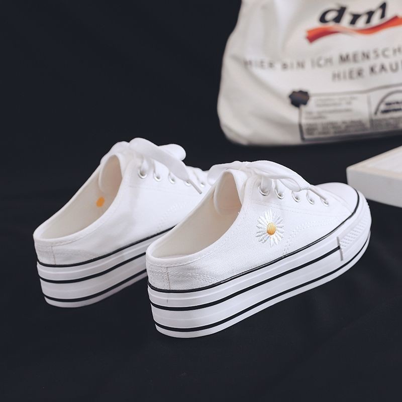 🔥มาใหม่ 🔥 ฤดูร้อนใหม่รองเท้ากีฬาผ้าใบทุกแบบของเกาหลี เปิดส้น 6 ซม.