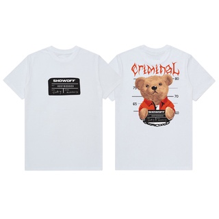 เสื้อยืดผ้าฝ้าย เสื้อยืดแขนสั้น พิมพ์ลาย SO BEAR CRIMINAL สีขาว พรีเมี่ยม เหมาะกับของขวัญ สําหรับผู้ชาย และผู้หญิงเสื้อเ