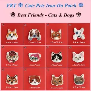 แพทช์ป้ายปักผ้าลาย best friends - cat & dogs diy สําหรับเย็บปักตกแต่งเสื้อผ้า 1 ชิ้น