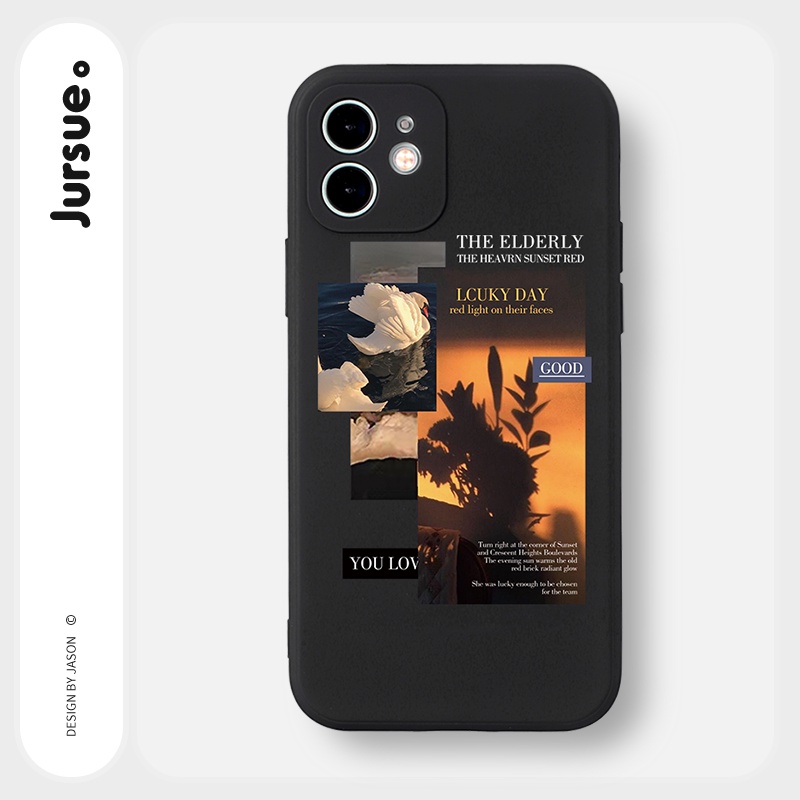 JURSUE เคสไอโฟน เคสซิลิโคนนุ่มขอบเหลี่ยมกันกระแทกน่ารักตลก เคสโทรศัพท์ Compatible for iPhone 17 16 15 14 13 12 11 Pro Max SE 2020 X XR XS 8 7 Plus พลัส Y2119