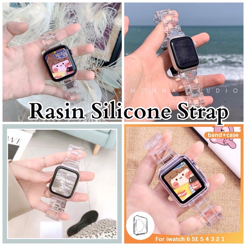 ( พร้อมส่งในไทย 🇹🇭 ) Clear Rasin Strap สายนาฬิกาข้อมือ แบบเรซิ่นใส ใช้ได้กับ Smart Watch 7 6 5 4 3 2 1 T500 X8Max HW37