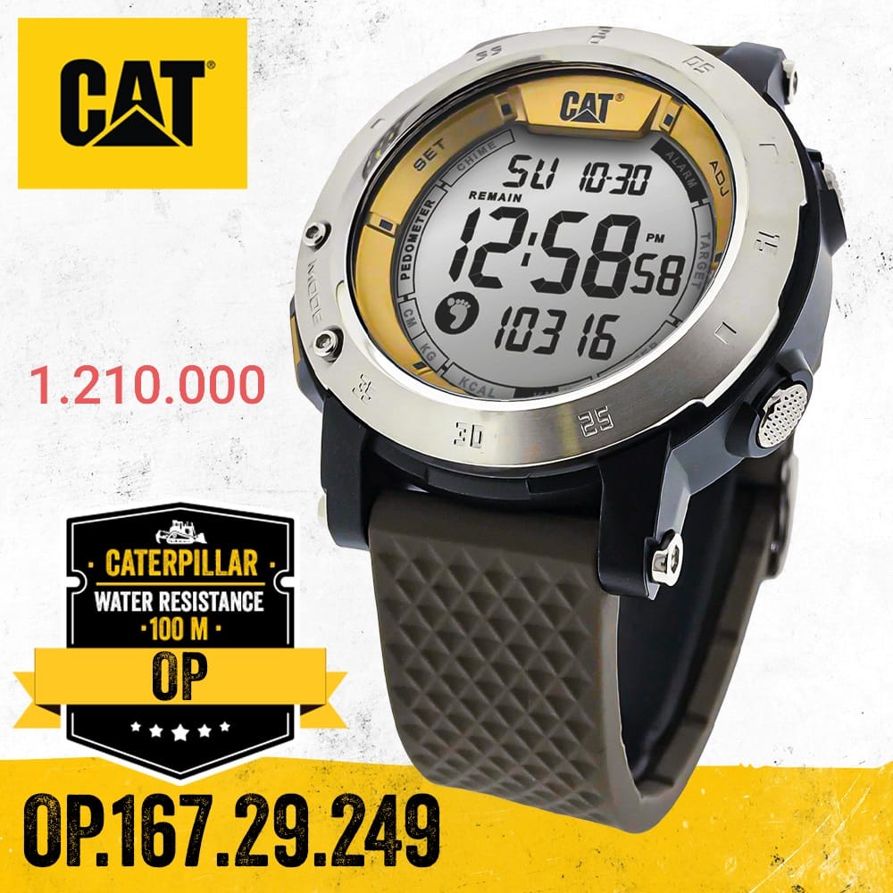 Caterpillar OP - นาฬิกาข้อมือดิจิตอลสําหรับผู้ชายสายยางรัด