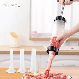 หัวเปลี่ยน3ขนาด อุปกรณ์ทำใส้อั่ว อัดไส้กรอกพร้อม กระบอกอัดไส้กรอก Kitchen Tool