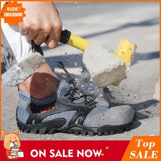 NEW !!Safety Shoes รองเท้านิรภัยป้องกันแรงต่อต้านการเจาะที่มีน้ำหนักเบาระบายอากาศรองเท้าเหล็กเท้าทำงาน