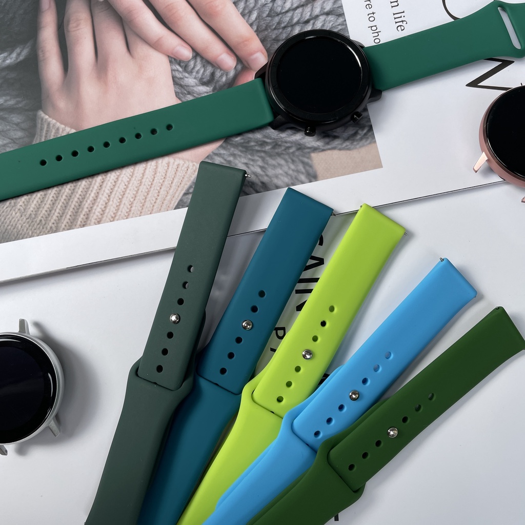2 ⌚️ สายนาฬิกา ซิลิโคนสีพื้น 20 MM ⌚️ ใช้ได้กับ smart watch DT96 DT88PRO GT2ใช้ได้กับ Xiaomi HUAWEI Samsung 20mm