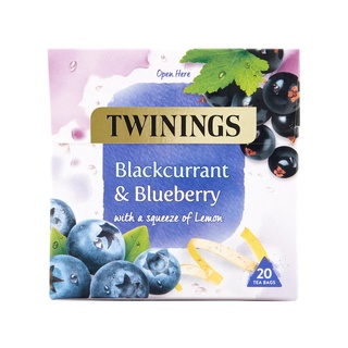 [แยกซอง/ยกกล่อง] Twinings, Blackcurrant &amp; Blueberry with a squeeze of Lemon ไม่มีคาเฟอีน