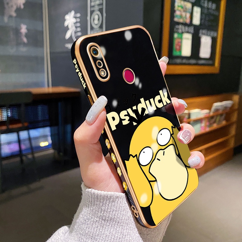 สําหรับ Realme 3 Pro 3i X Lite เคสขอบนิ่ม สี่เหลี่ยม ดีไซน์ใหม่ เคสโทรศัพท์ ชุบ ลายการ์ตูน น่ารัก เคสซิดั๊ก ด้านหลัง กล้อง กันกระแทก เคสนิ่ม