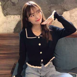 เสื้อกันหนาว เสื้อแขนยาว งานแต่งระบายแขน - เอว สเวตเตอร์🔻พร้อมส่ง🔻