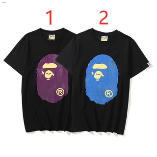 Bape เสื้อยืดแฟชั่นสําหรับ Unisex ผ้าฝ้ายแขนสั้นพิมพ์ลาย Glitter