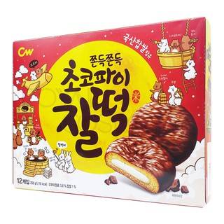 cw chewy chocopie rice cookie ขนมเกาหลี คุกกี้เกาหลีช็อคโก้พายสอดไส้ต็อกเคลือบช็อค 215g 청우 초코파이 찰떡쿠키