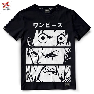 Dextreme T-Shirt เสื้อวันพีซ DOP-1389 One Piece ลายคาด สีดำ