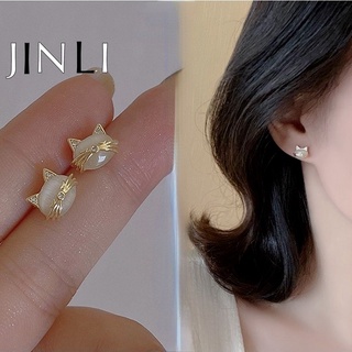 JINLI Fashion Women Jewelry Alloy Opal Cat Stud Earrings