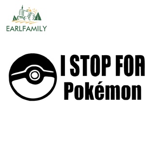 Earlfamily สติกเกอร์ไวนิล Pokemon Go Team I Stop 20 ซม. x 7 ซม. สีดํา เงิน สําหรับตกแต่งรถยนต์ รถบรรทุก หน้าต่าง แล็ปท็อป