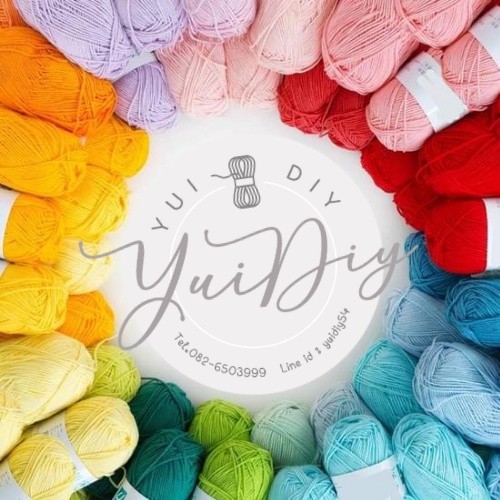 คอตตอนนม 5Ply  YuiDiy โทนม่วง/เทา ไหมพรมคอตตอนนม 5ply ไหมพรม Cotton