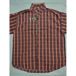 เสื้อเชิ้ตลายสก็อตแขนสั้นขนาดใหญ่พิเศษรอบอก60