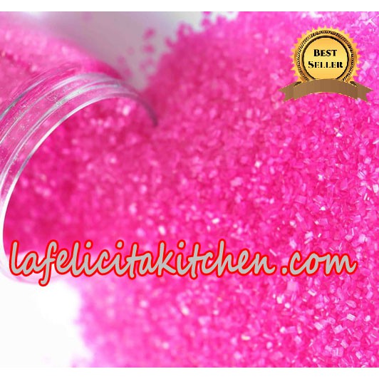 100 กรัม สีชมพูร้อน TOPPING SPRINKLE SANDING SUGAR EDIBLE CAKE นําเข้า SHINY SUGAR CAKE