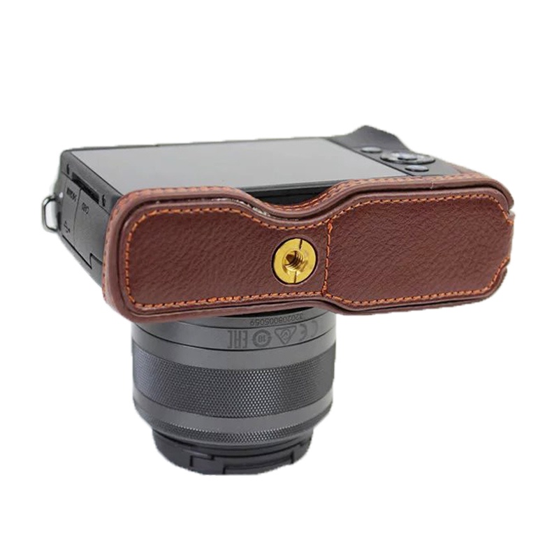 ✶✣☒New Genuine Leather Camera Case Half Body For Canon EOS M10 EOS M100 M200 camera bag
