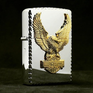 Zippo HDP-21 Harley Davidson -  Eagle (Silver-Gold) ของแท้ รับประกันตลอดชีวิต