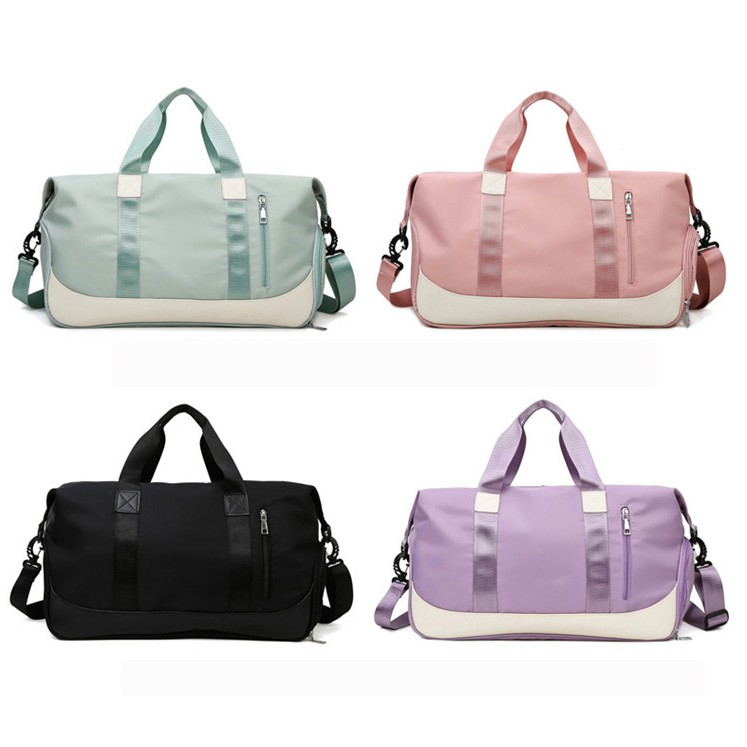 6 สี กระเป๋าเดินทาง TWO TONE กระเป๋าฟิตเนส ถือได้/สะพายได้