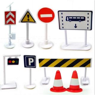 9pcs Children DIY Model Scene Toy Kid City Road Sign Roadblock Traffic Sign Toy