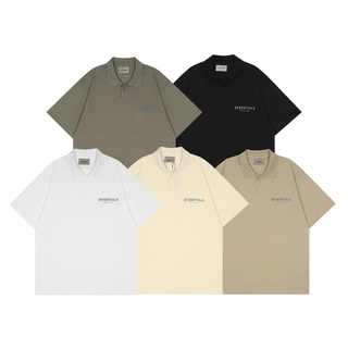 เสื้อโปโลแขนสั้นลําลอง สะท้อนแสง ลาย FOG ESSENTIALS FEAR OF GOD 3M สไตล์สตรีท สําหรับผู้หญิง