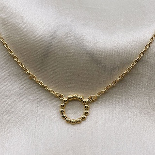 Dotted Circle Charm, 18K Gold Plated, Sterling Silver Necklace | สร้อยคอ สร้อยคอจี้ เงินแท้ ทองแท้ ชุบทอง 18 กะรัต