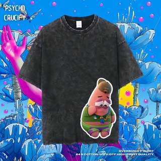 เสื้อยืด ขนาดใหญ่ พิมพ์ลาย Psycho Crucify Partick Star | หินล้างทําความสะอาด | เสื้อเชิ้ต ลาย Spongebob Squarepants | เส