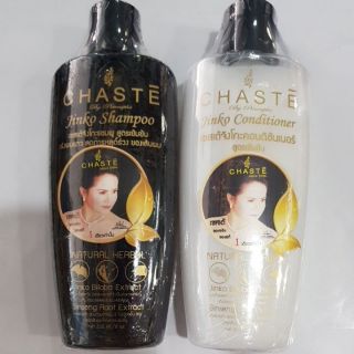 Chaste jinko shampoo + conditioner แชมพู และ ครีมนวด เชสเต้ จิงโก้ แชมพูสมุนไพร แชมพูแก้ผมร่วง