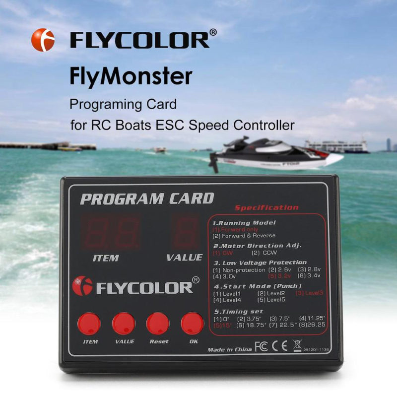 Flycolor Programing Card RC เรือ ESC Programing Card สําหรับ RC เรือ ESC 50A/70A/90A/120A/150A