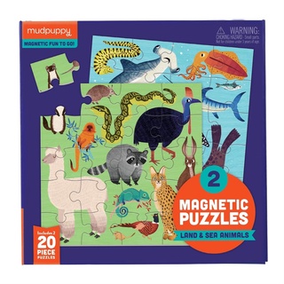 จิ๊กซอว์แม่เหล็ก ลายสัตว์บกและสัตว์น้ำ (Land &amp; Sea Animals Magnetic Puzzle