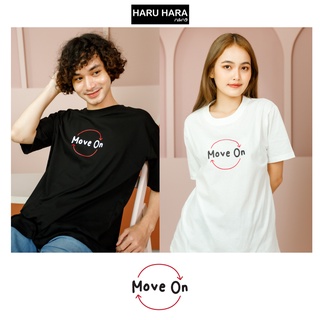 เสื้อยืดมินิมอล [สีขาว/สีดำ] Cotton100% - ลายสกรีน Move On