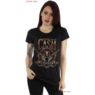 สบายๆ ภาษาญี่ปุ่น ผู้ชาย ตลก ผ้าฝ้ายแท้ Johnny Cash Womens Guns To Town T-Shirt คู่รัก ผู้ชาย เสื้อยืด เสื้อแฟชั่นผญ