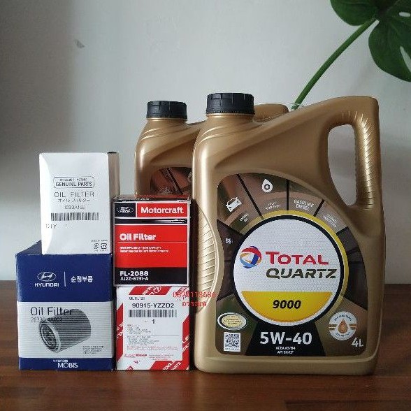 น้ำมันเครื่องโททาวTotal 5W-40สังเคราะห์แท้8ลิตร+กรองเครื่อง