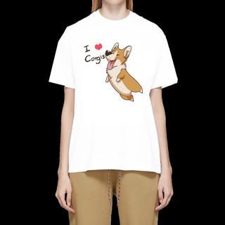 DF42 เสื้อยืด เสื้อยืดลายหมา สุนัขคอร์กี้ เสื้อยืดพิมพ์ลาย corgi dog T Shirt