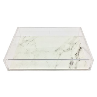 Other tableware ACRYLIC TRAY KECH MARBLE 22X16X4CM M WHITE Tableware Kitchen equipment อุปกรณ์บนโต๊ะอาหารอื่นๆ ถาดอะคริล