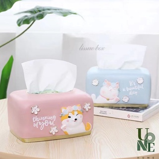 UoneHome พร้อมส่ง ♥ H064 กล่องใส่ทิชชู่ รูปน้องหมาและน้องแมว วัสดุเรซิน มีน้ำหนัก ของแต่งบ้าน ของใช้ในบ้าน ที่ใส่ทิชชู่