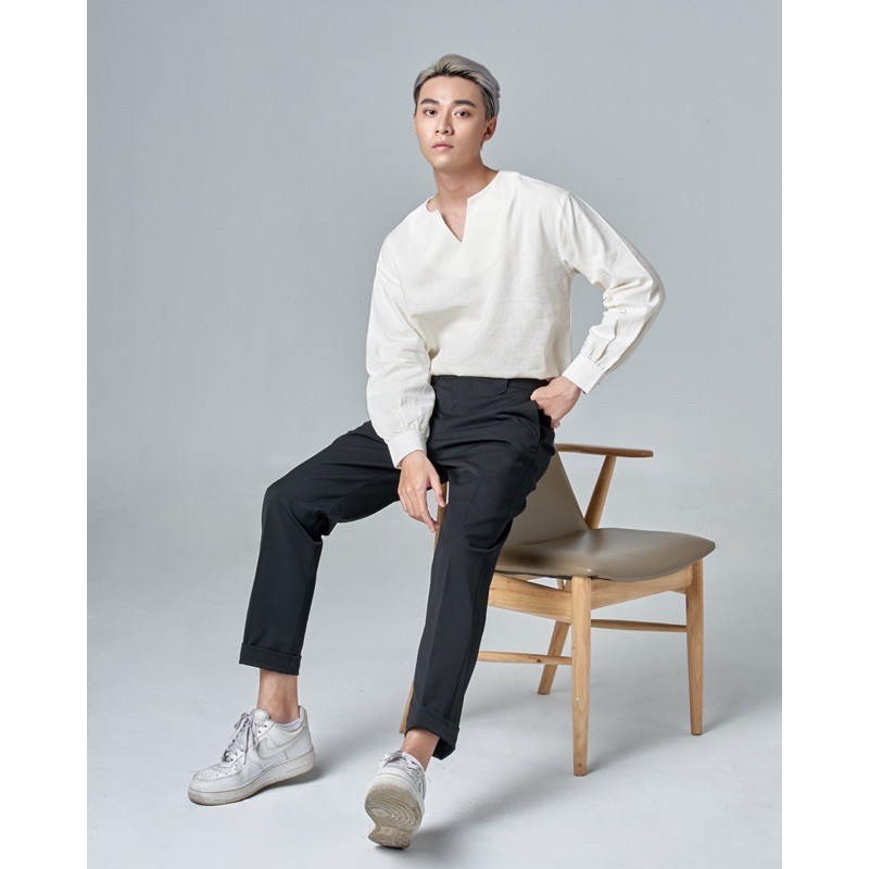 NOBUTA - Vlongshirts เสื้อเชิ้ตแขนยาวผ้าลินิน