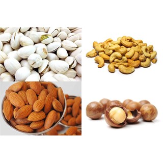 รวมมิตรธัญพืช 4 อย่าง 4 สหาย  อัลมอนด์ (Almond) , เม็ดมะม่วงหิมพานต์ , ถั่วพิสตาชิโอ , ถั่วแมคคาเดเมีย อย่างละ 250 กรัม